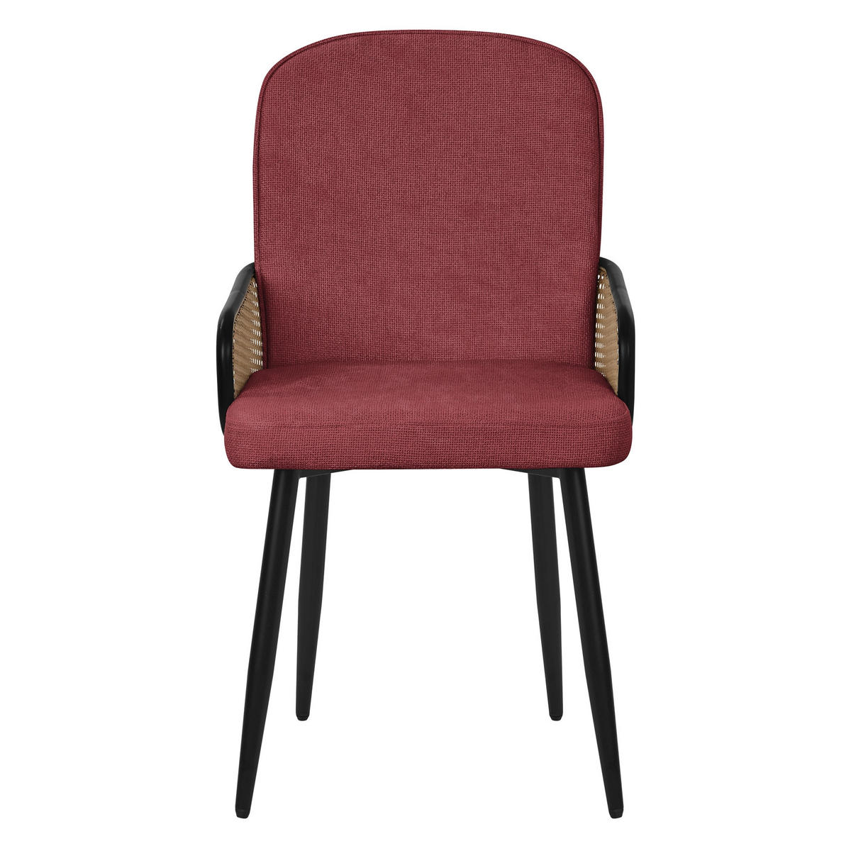 ESSZIMMERSTÜHLE 6er Set Rot mit Stoffbezug Rattan Optik - Rot/Schwarz, Naturmaterialien/Textil (51/91/61cm) - ML-DESIGN