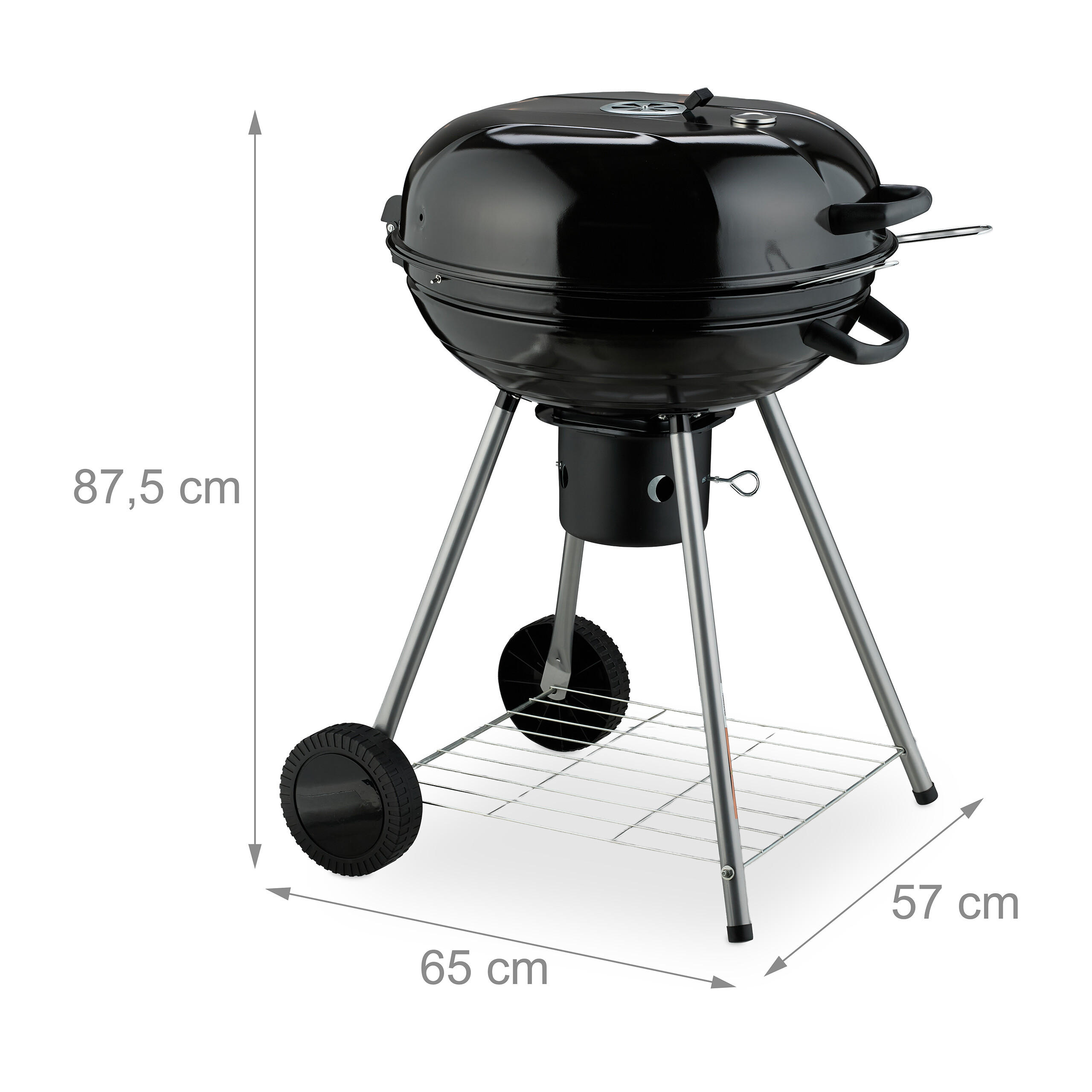 Thumbnail - Relaxdays Kugelgrill, Schwarz, Metall, Kunststoff, 87.5 cm, Grills & Outdoor-Küchen, Holzkohlegrills