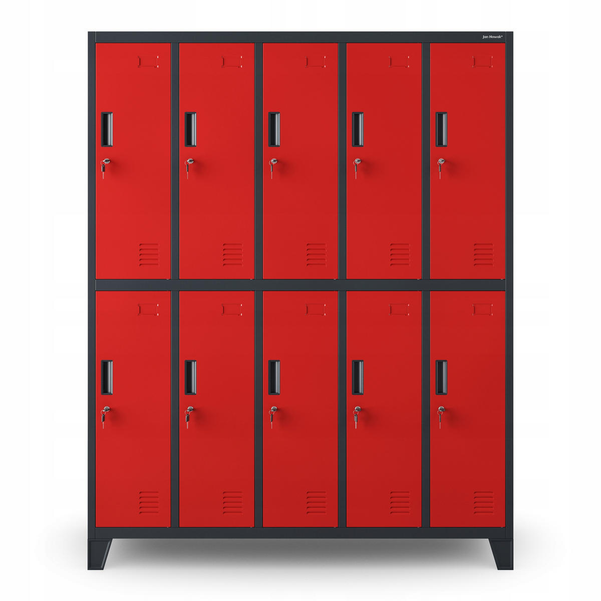 SCHLIESSFACHSCHRANK Bartek - Anthrazit/Rot, Metall (136/172/45cm) - Jan Nowak