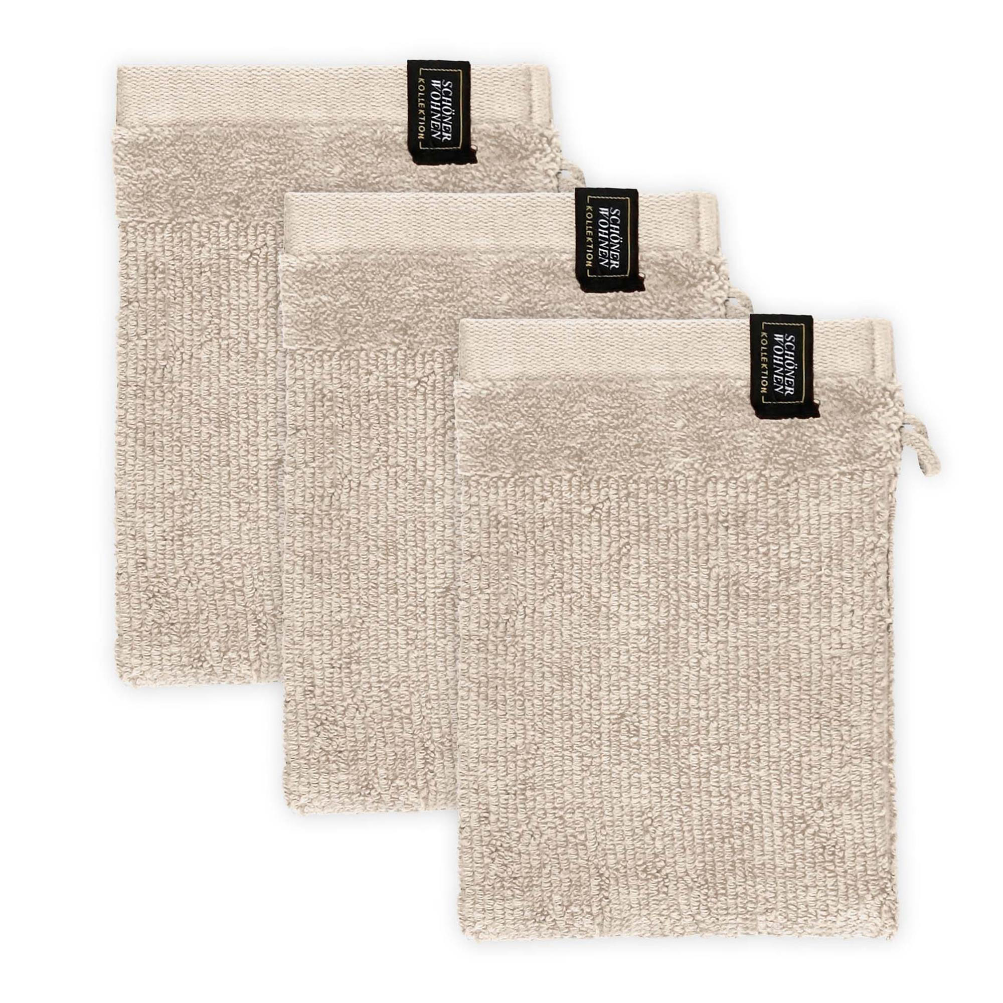 WASCHHANDSCHUH BAUMWOLLE SENSE 3ER SET - Beige, Textil (16/21cm) - Schöner Wohnen
