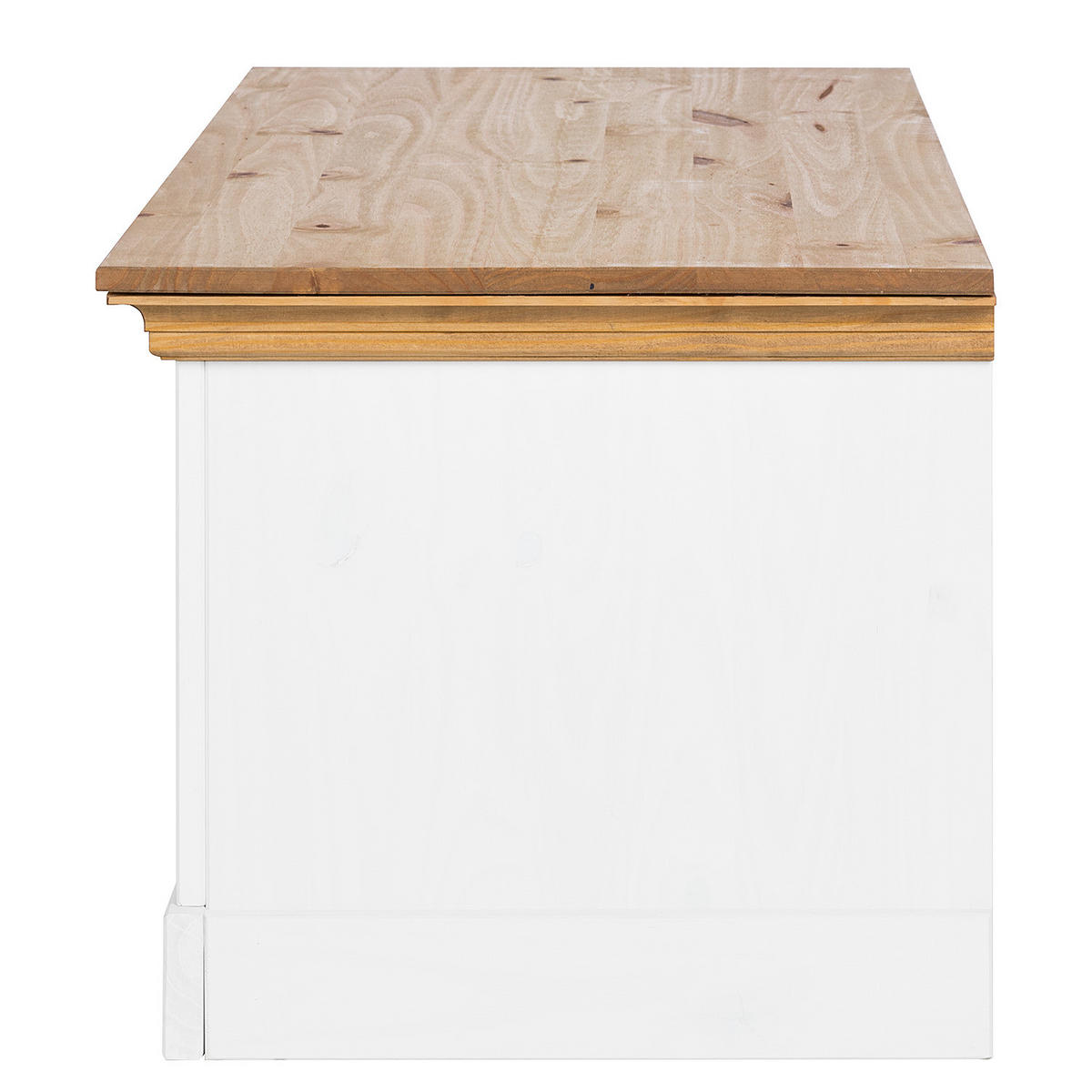 MASSIVES TV-LOWBOARD - Kiefer Weiß / Kiefer - Silberfarben/Kieferfarben, Holz/Metall (145/49/56cm) - home24