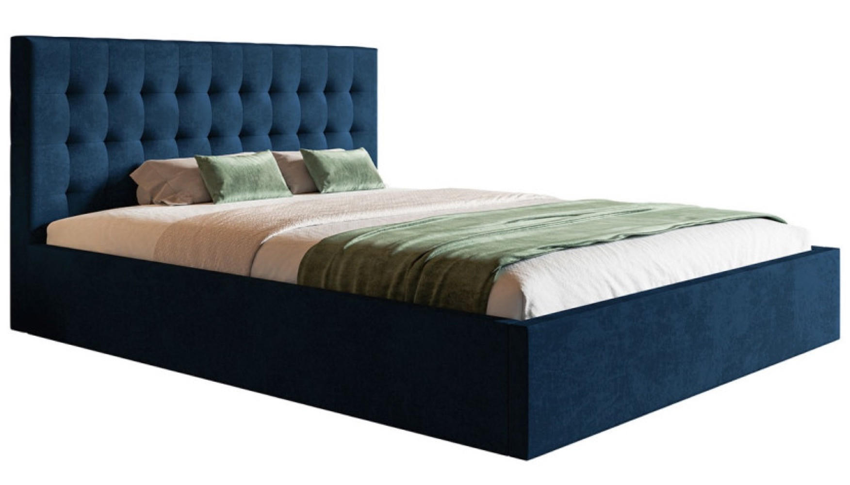 BETT Blau SIM 2 Gepolstert 160x200 cm - Blau/Schwarz, Kunststoff/Textil (160/200cm) - Sepro Meble