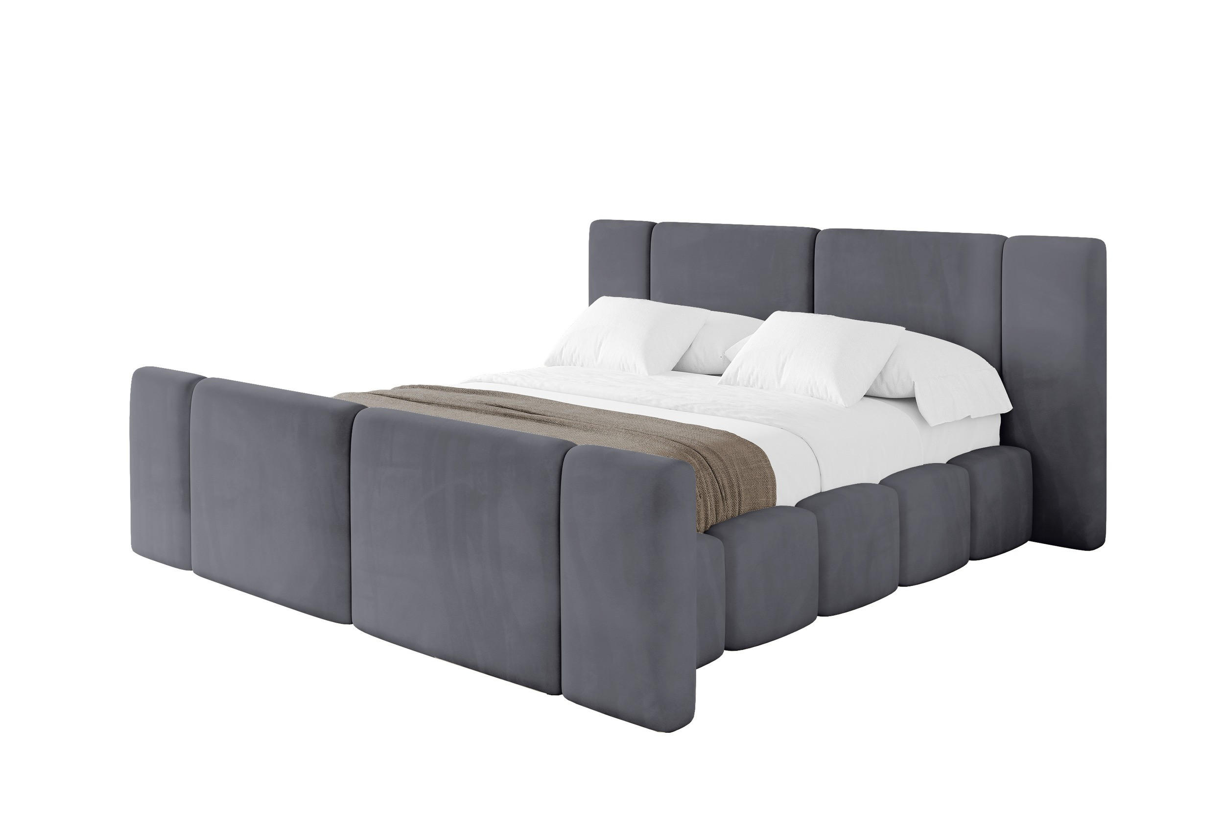 POLSTERBETT mit Bettkasten, Fußteil und Lattenrost, Bett mit Matratze H3/H4 - NILO-Z 180x200 Dunkelgrau - Dunkelgrau, Holzwerkstoff/Textil (180/200cm) - ALTDECOR