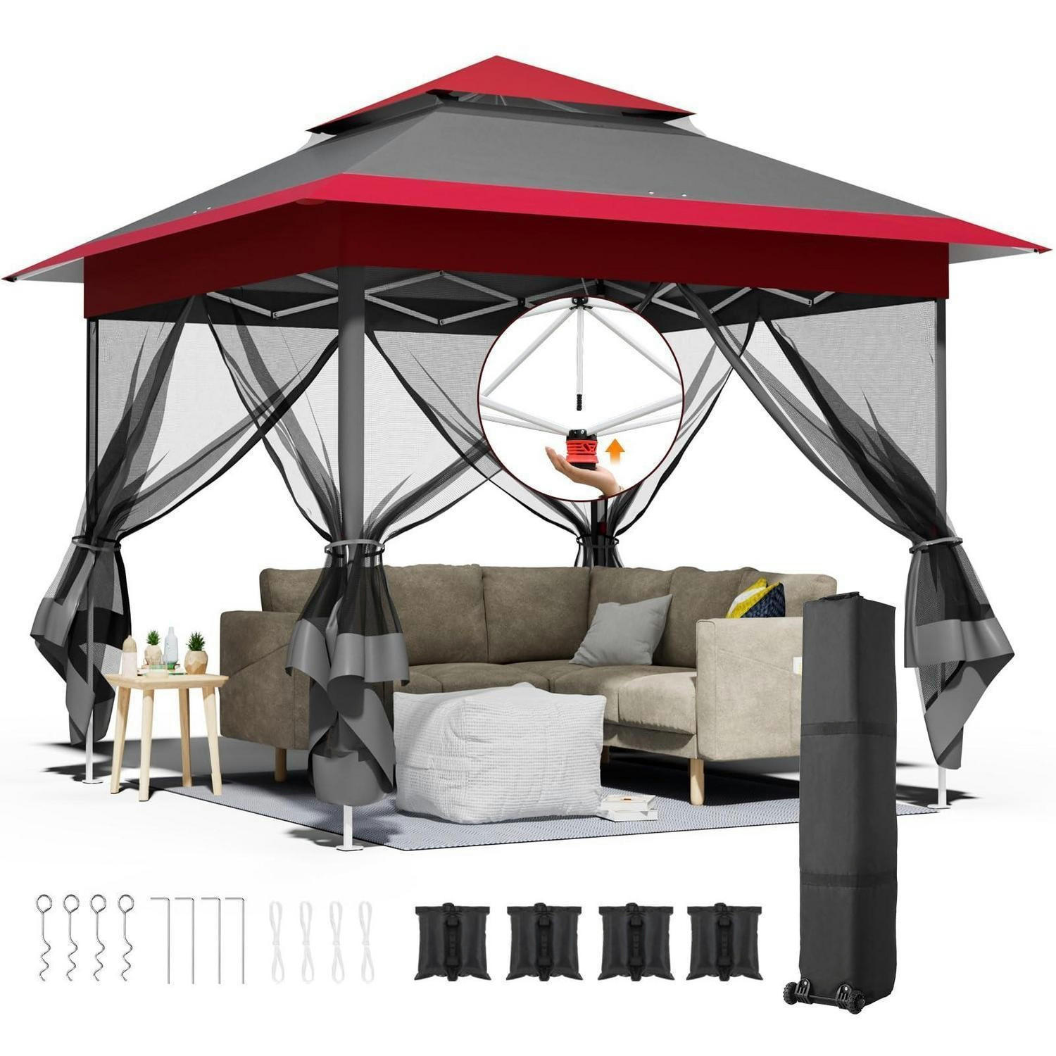 GARTENPAVILLON 3,3 x 3,3 m mit Moskitonetz und UV-Schutz - Multicolor, Metall (330/275/330cm)