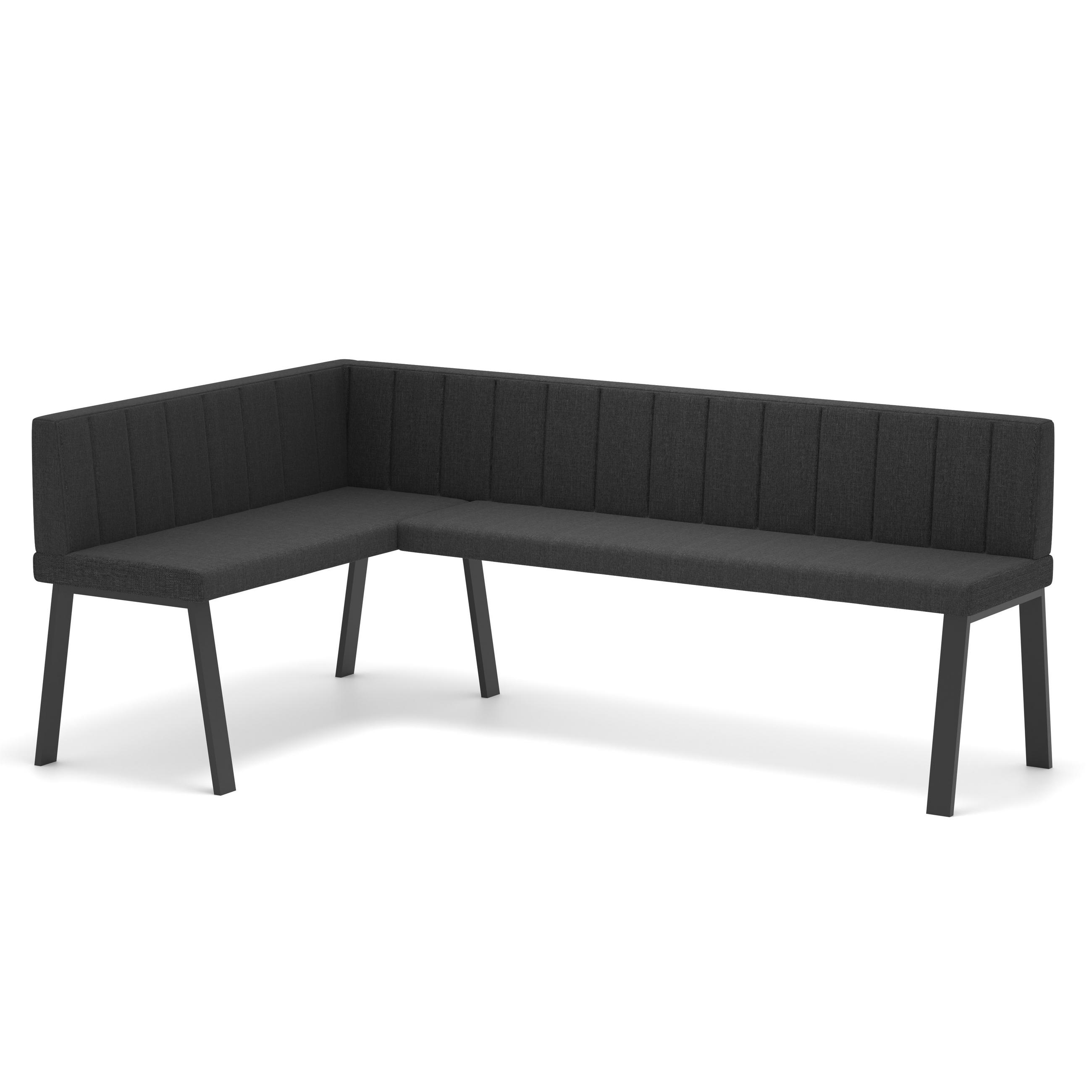 ECKBANK links MONO Y Webstoff gesteppt, 128/168 cm Anthrazit - Anthrazit, Textil/Metall (128/168cm) - Idohome