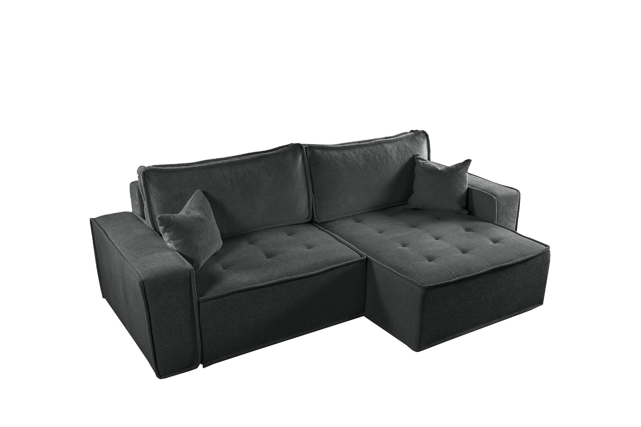 ECKSOFA Schlafsofa Flosi In Raven - Anthrazit, Holzwerkstoff/Textil (248/140cm) - Fun Möbel