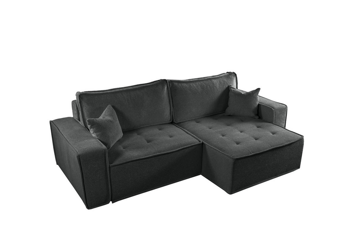 ECKSOFA Schlafsofa Flosi In Raven - Anthrazit, Holzwerkstoff/Textil (248/140cm) - Fun Möbel