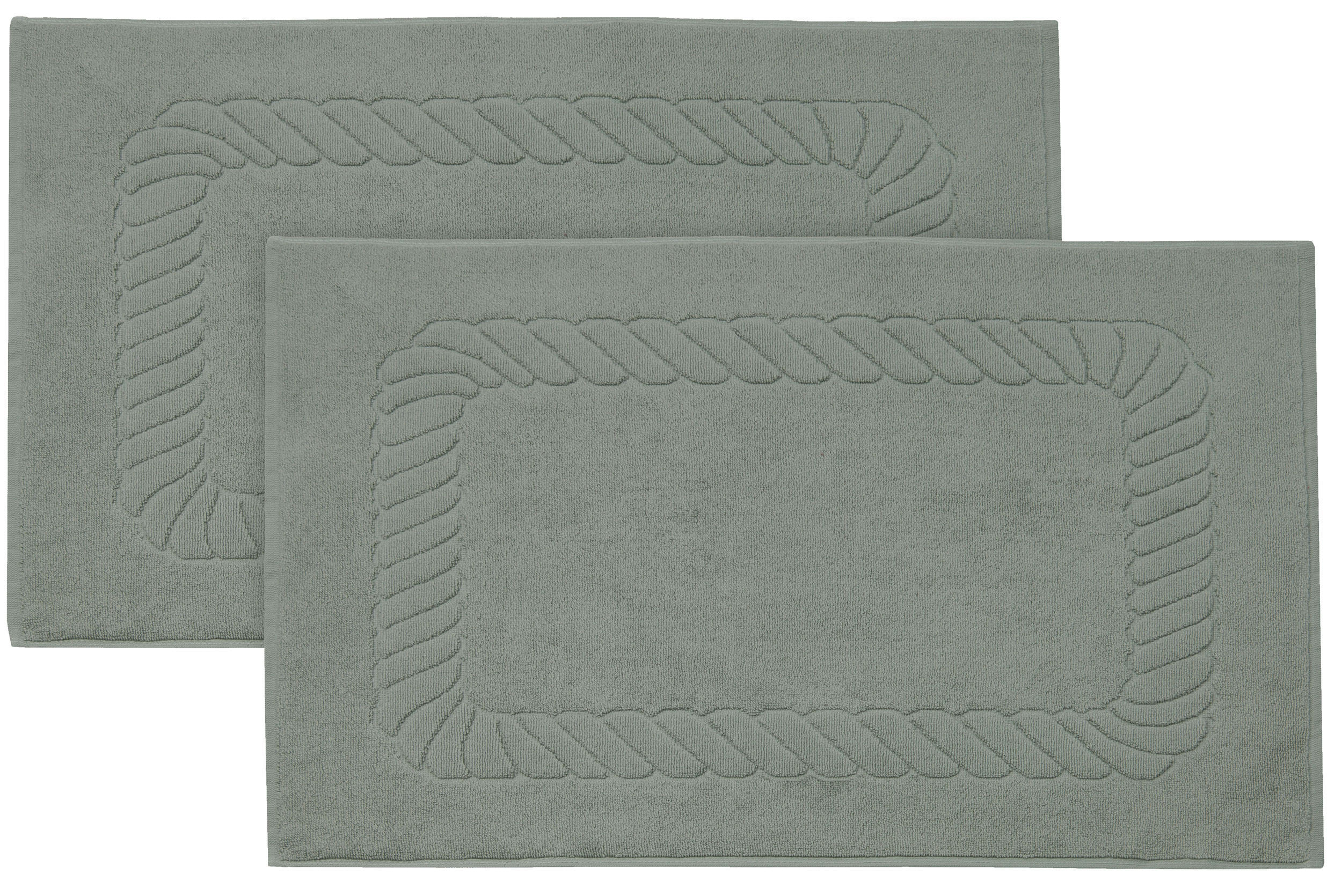 BADEMATTE, 2er-Set, 50x70 cm, 100% Baumwolle, Grau - Hellgrau, Textil (50/70cm) - Zollner