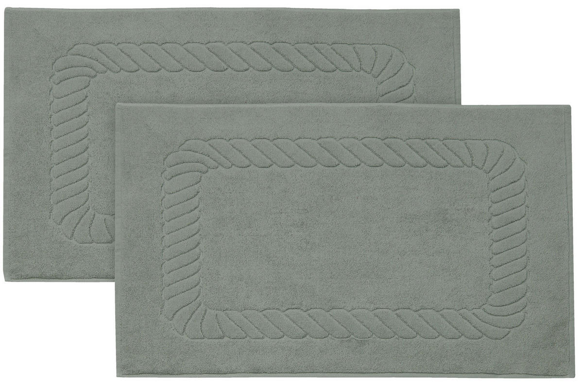 BADEMATTE, 2er-Set, 50x70 cm, 100% Baumwolle, Grau - Hellgrau, Textil (50/70cm) - Zollner