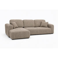 ECKSOFA Mit Schlaffunktion Und Bettkasten, Sofa L-Form Bingo L, Cordstoff Poso, Dunkelbeige, Links - Beige, Holz (250/142cm) - Kaiser Möbel