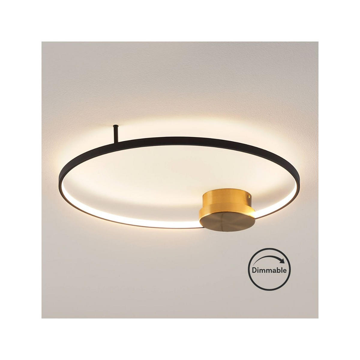 DECKENLEUCHTE Alisa, Schwarz und gold, 67cm, Dimmbar - Goldfarben, Metall (67/60/6cm) - KOSILUM