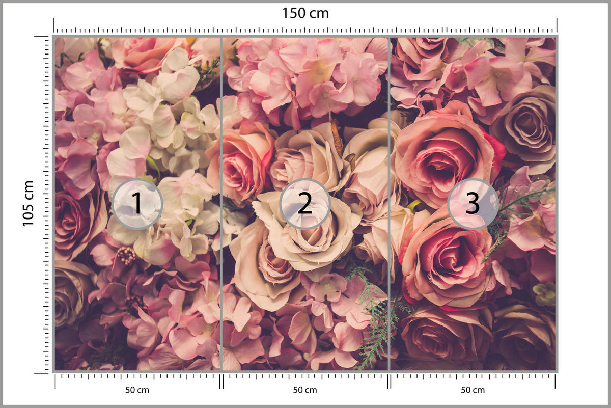 FOTOTAPETA Pre Spálňu Ružové Ruže Boho Kvety 150 x 105 cm - ružová/fialová, papier (150/105cm) - Muralo