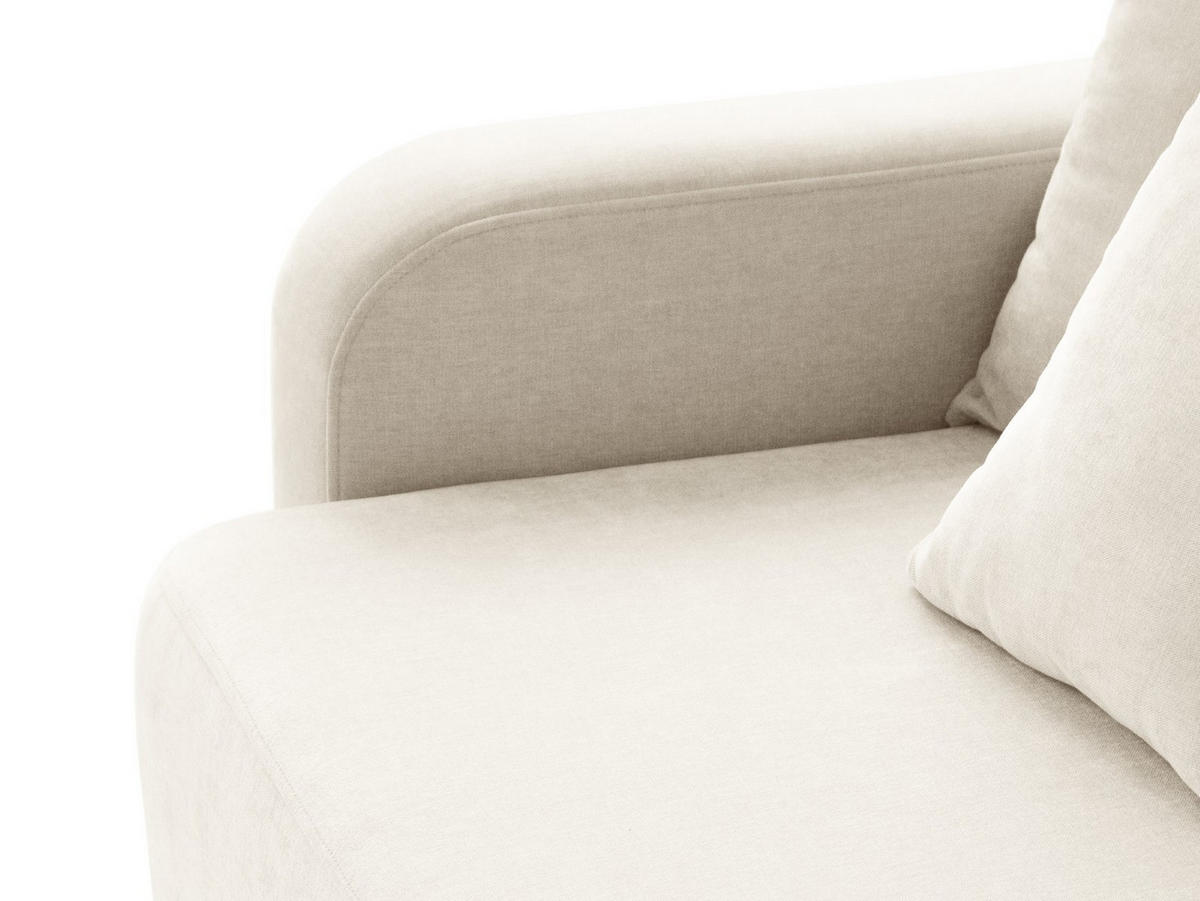 SOFA ausklappbar mit Bettkasten Elen aus strukturiertem Stoff elfenbein 3 Sitzplätze - Creme, Textil (231/86/106cm) - Micadoni