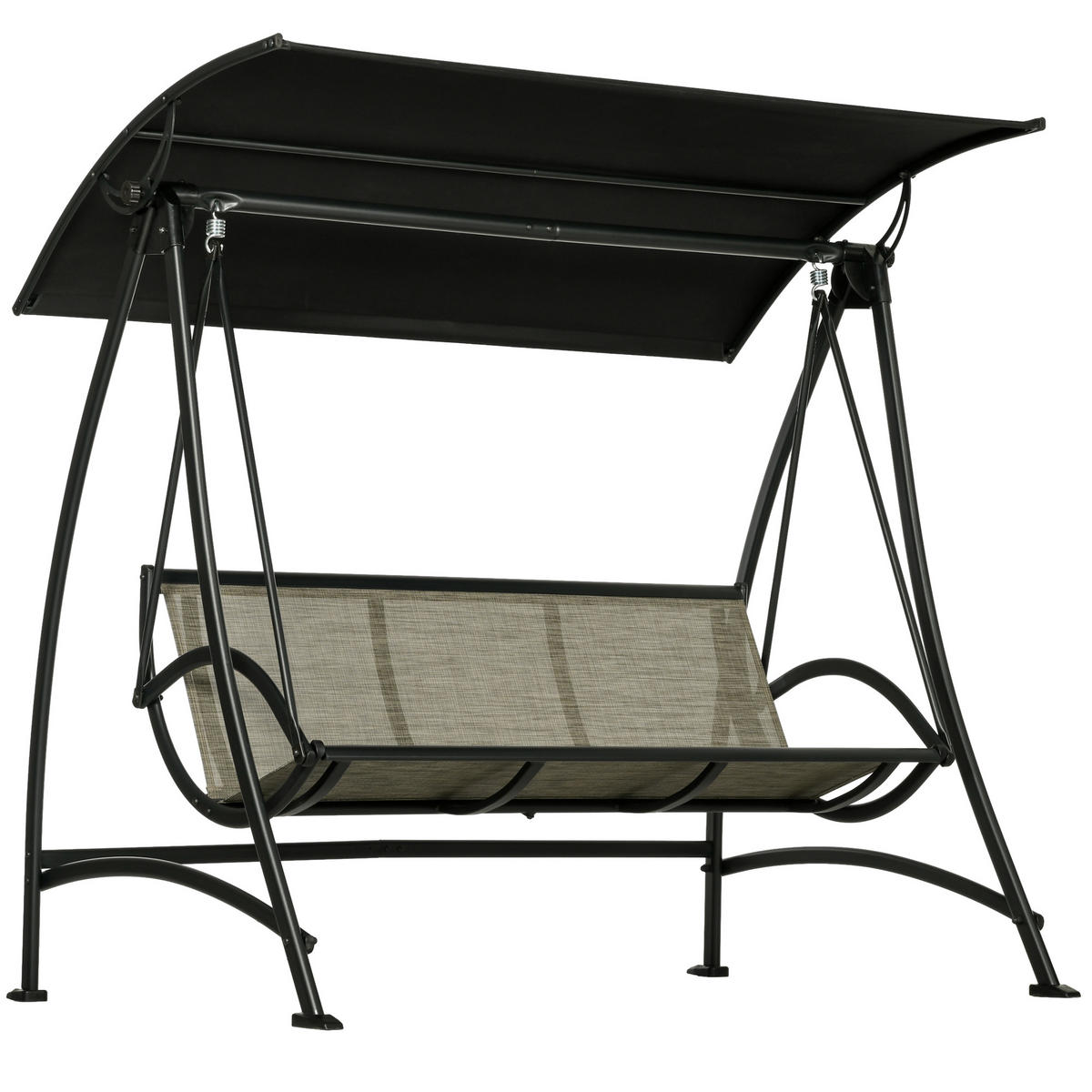 HOLLYWOODSCHAUKEL 3-Sitzer, UV-Schutz, bis 330 kg Belastbar, Texteline, Schwarz - Schwarz, Metall (133/177/190cm) - Outsunny