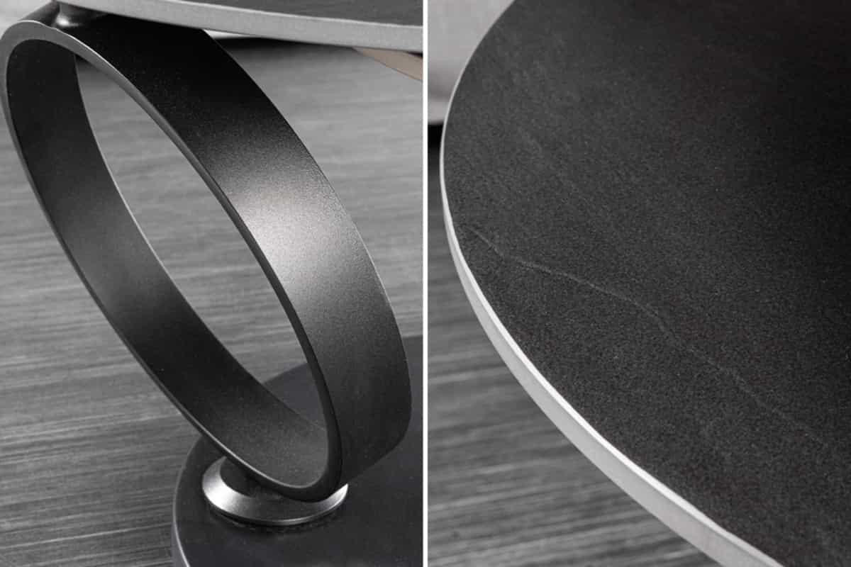 COUCHTISCH DANCING RINGS Beton Schwarz 135 cm - Schwarz/Grau, Naturmaterialien/Keramik (80/134/44cm) - riess-ambiente