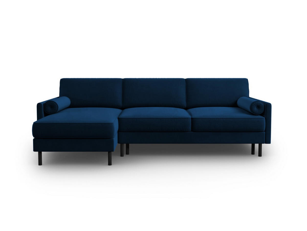 AUSKLAPPBARES-ECKSOFA links mit Container Scott aus Samt königsblau 5 Sitzplätze - Blau, Textil (142/212cm) - Micadoni
