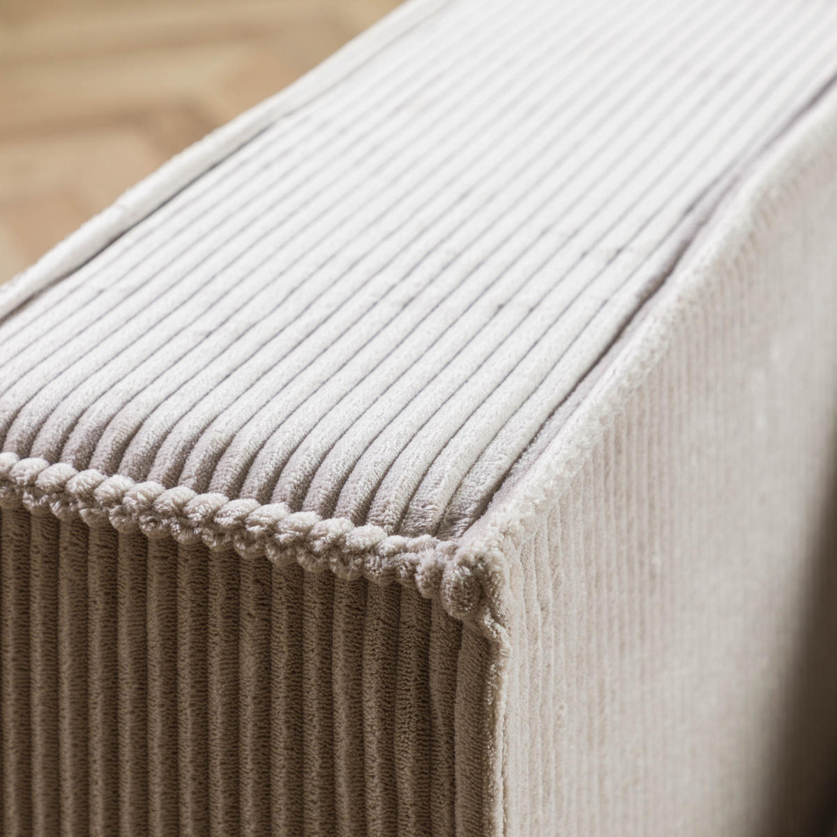 ECKSOFA Ottomane rechts Cord Velours 266x150x80 beige FINN - Beige, Kunststoff (266/150cm) - Massivmoebel24