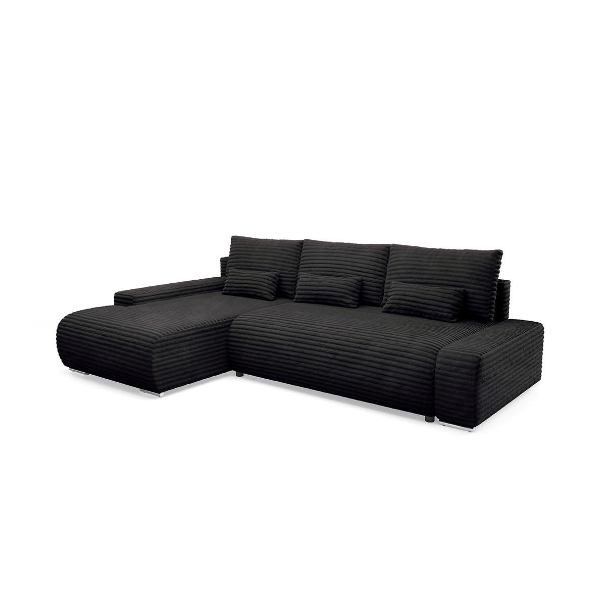 ECKSOFA Ivana 3 Sitzplätze Schwarz - Schwarz, Holz (265/172cm) - Petits-meubles