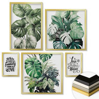 WANDBILDER 5er Set - 50x50 cm & 20x30 cm & 40x60 cm Goldrahmen - Gemalte Abstraktionen der Natur - Goldfarben, Kunststoff (40/60cm) - ArtPrintCave
