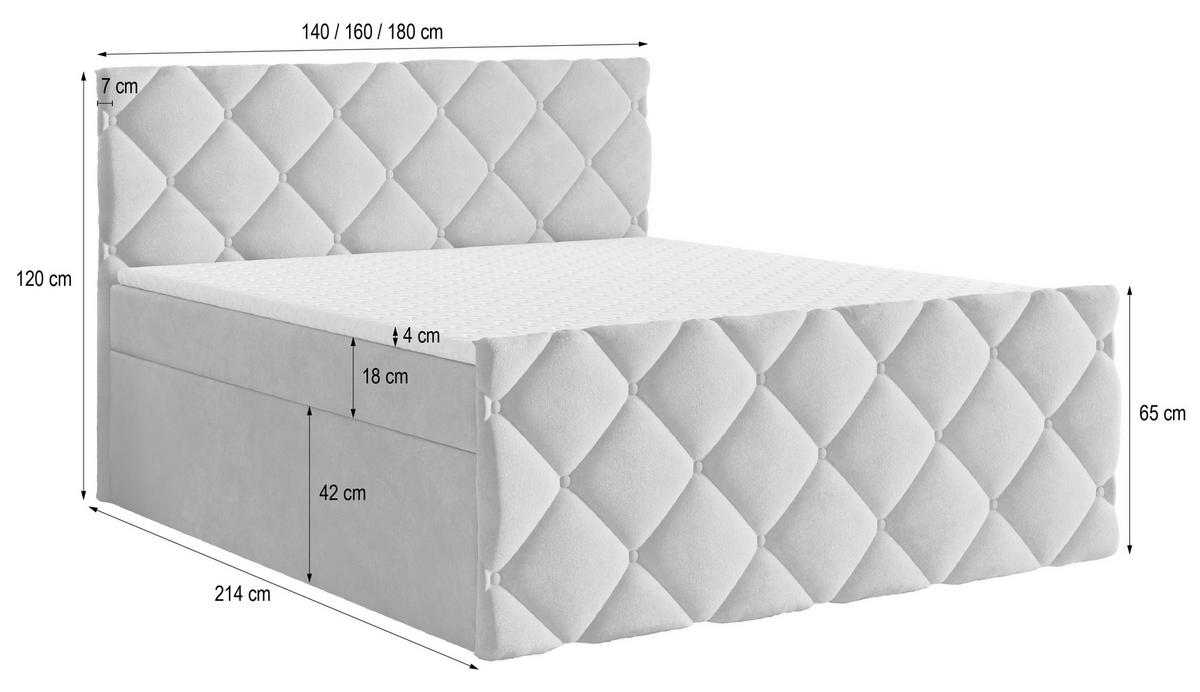 BOXBETT ROVARI 180x200 cm mit Matratze und Topper - Grau - Grau, Holz (180/200cm) - MASSENO