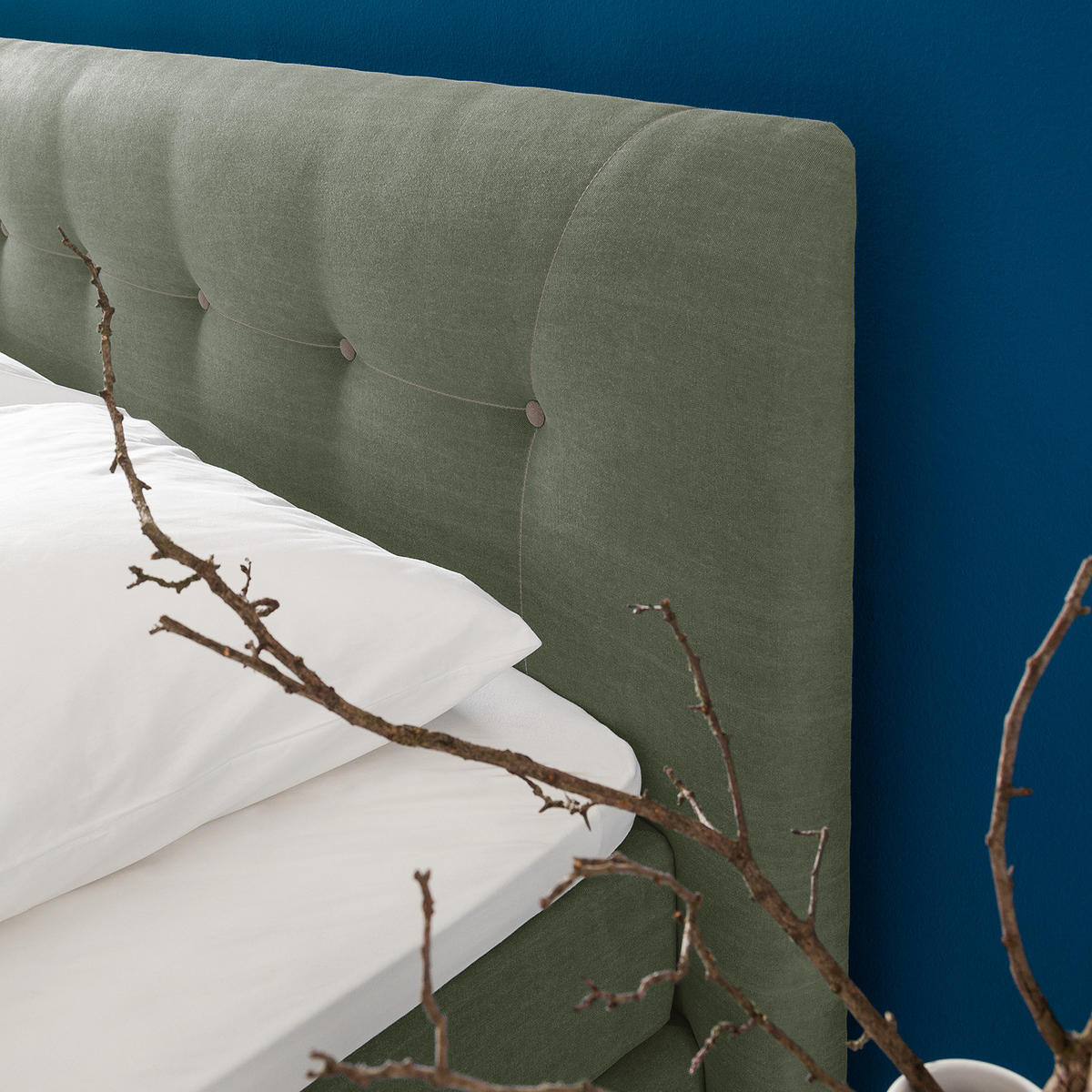 BOXSPRINGBETT - Webstoff - Jadegrün, Naturmaterialien (200/200cm) - home24