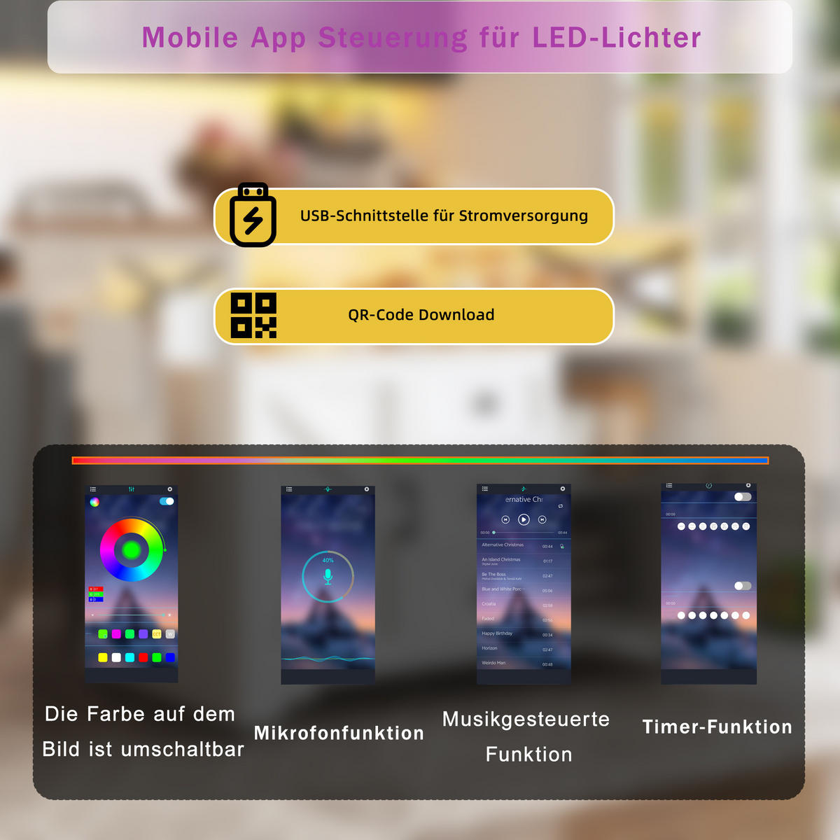 KÜCHENINSEL 120/71,5/98 cm Weiß mit Klapptisch, APP LED Beleuchtung, 360° Universalrädern und Stauraum - Weiß, Holz/Holzwerkstoff (120/98/71.5cm) - Oxeza