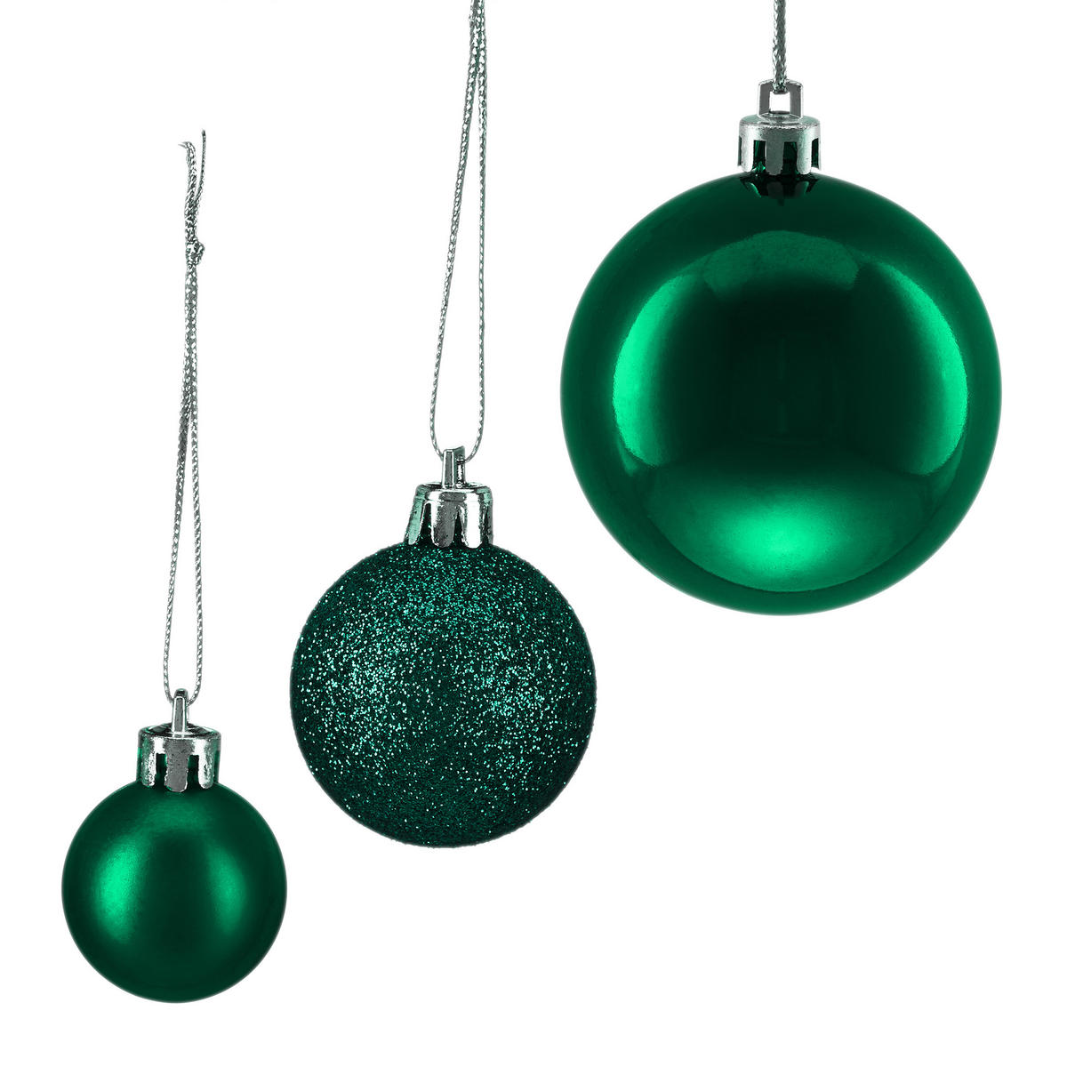 100XWEIHNACHTSKUGELN - Dunkelgrün, Kunststoff (6/7/6cm) - Relaxdays