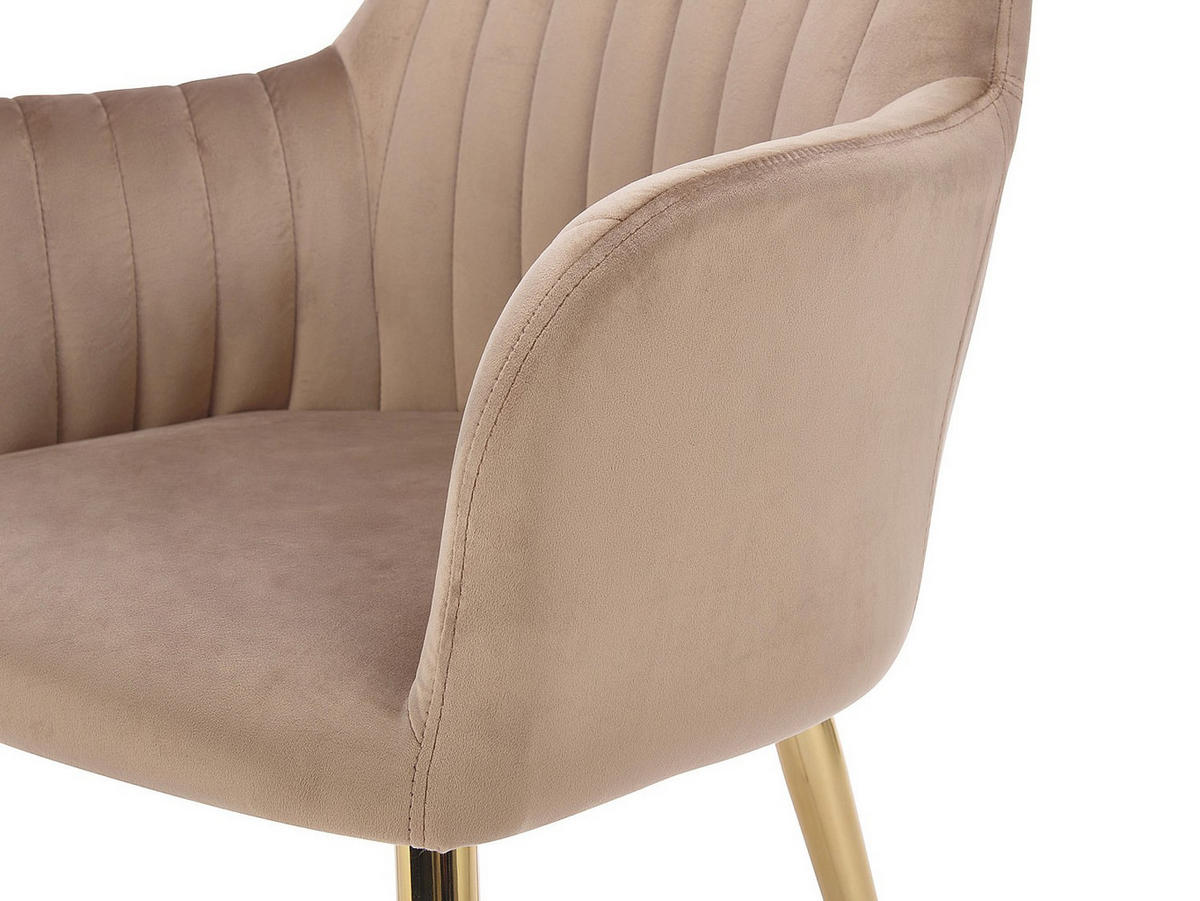 STUHL - 58 cm x 59 cm - Samt, Stoff - Beige ELEANA - Beige, Textil (58/82/59cm) - Vente-Unique