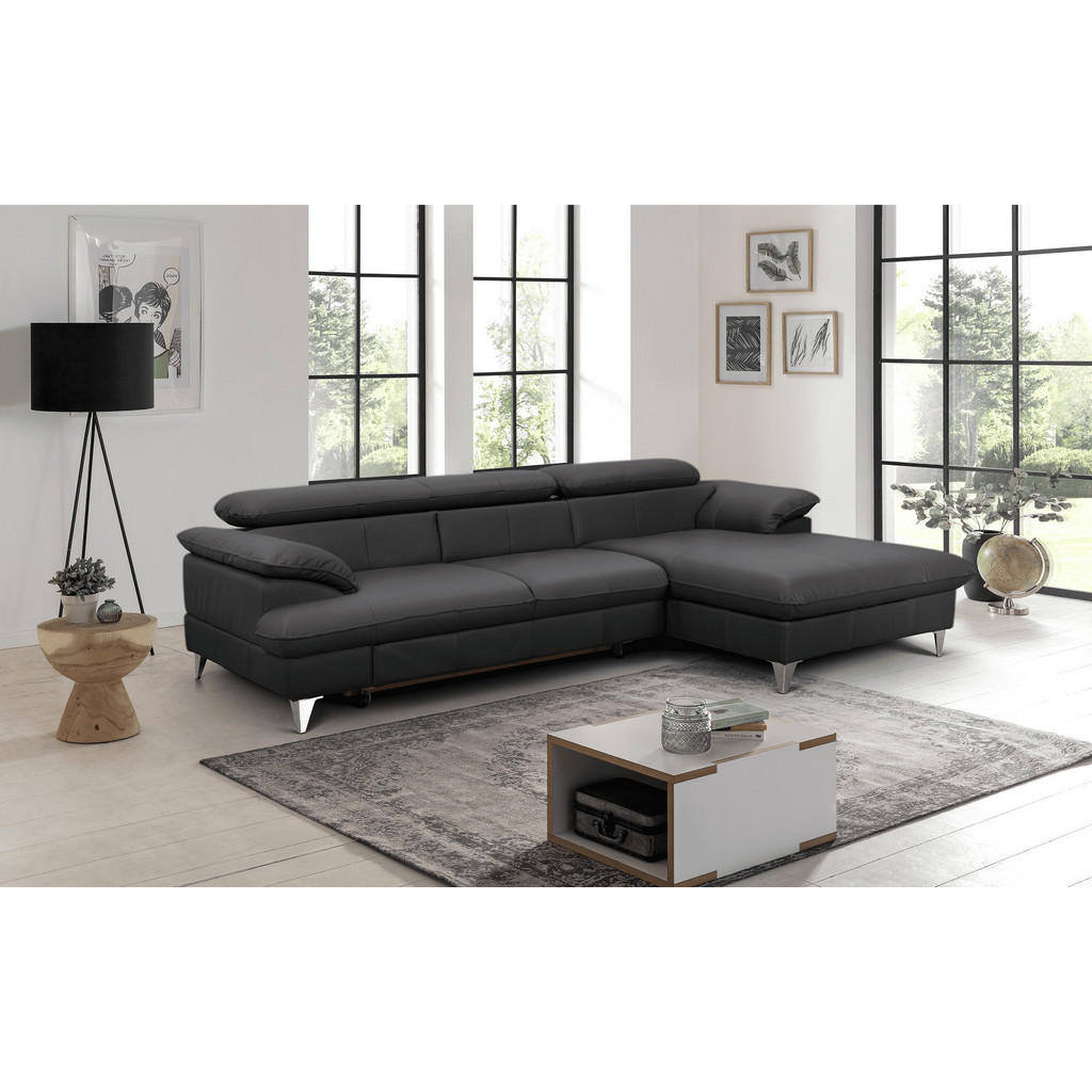 Thumbnail - Cotta Ecksofa, Schwarz, Leder, L-Form,L-Form, 254x167 cm, Wohnzimmer, Sofas & Couches, Wohnlandschaften, Ecksofas