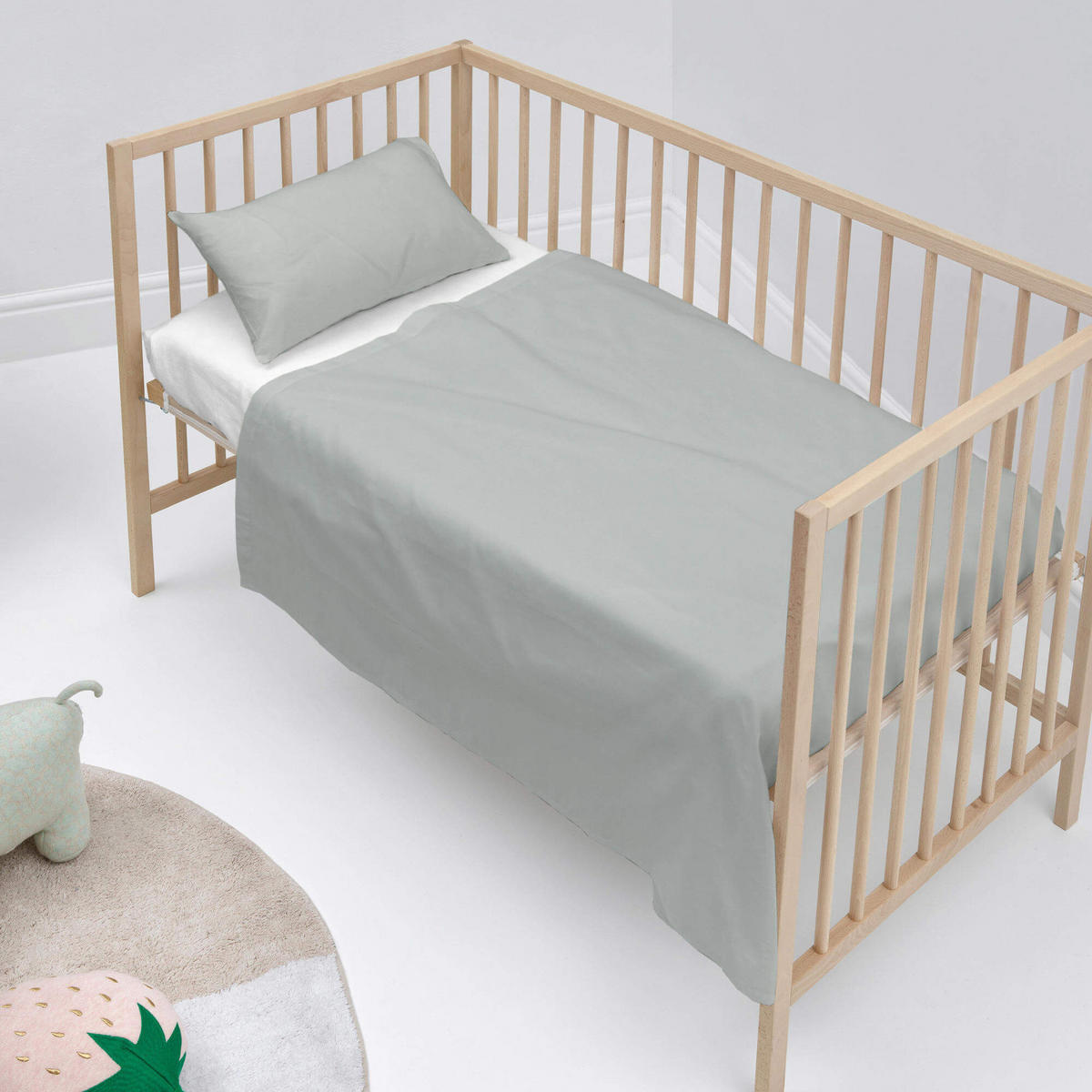 BETTWÄSCHE 2er-Set teiliges basic 100x130 cm (kinderbett) grau - Grau, Textil (100/130cm) - Happy Friday