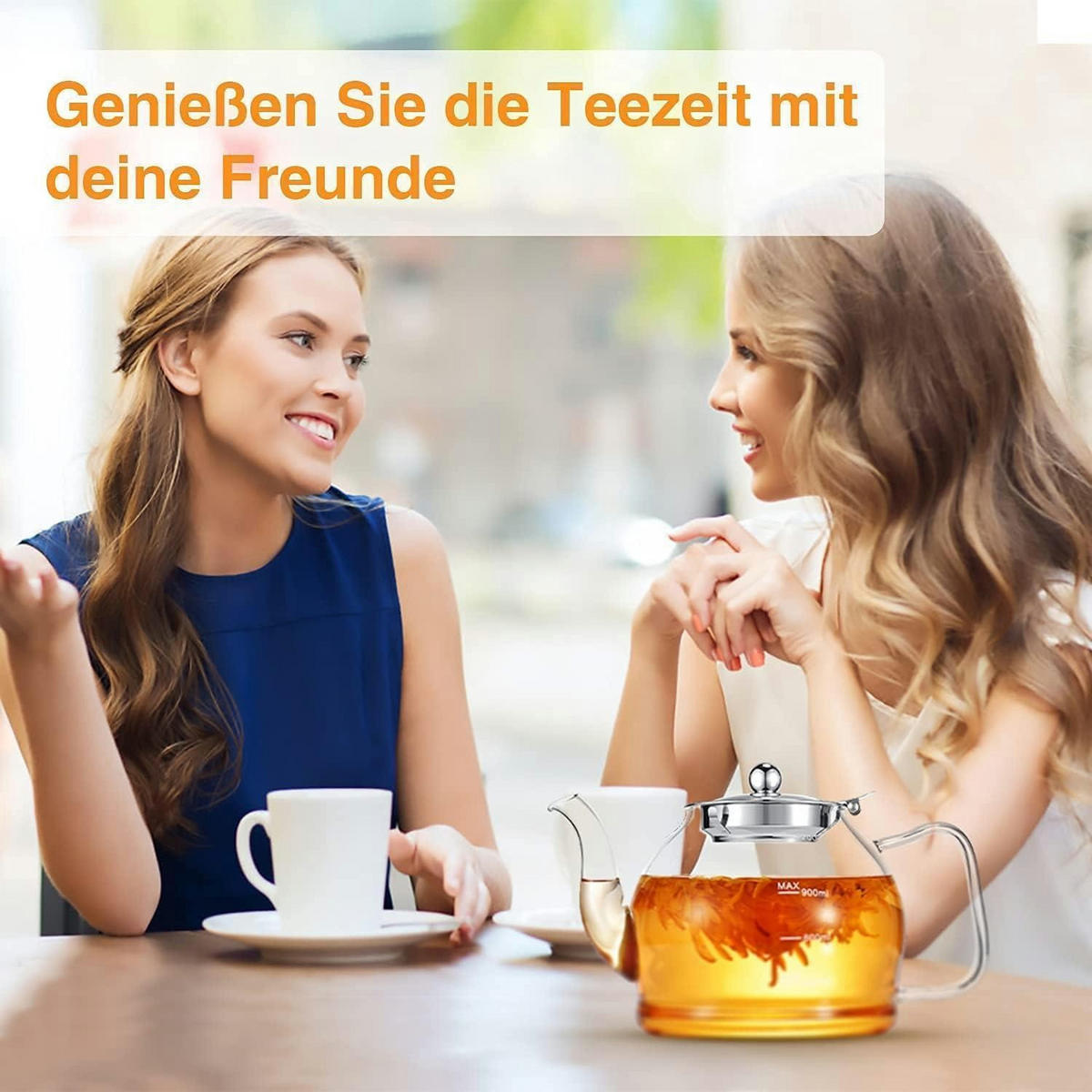 TEEKANNE Glas 1200ML mit Siebeinsatz Borosilikatglas Spülmaschinenfest - Transparent, Glas (18/14.8cm)