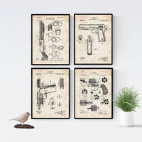 POSTER Set mit 4 Vintage Waffen Patent Größe A4 Rahmenlos - Klar, Papier (21/1/29.7cm) - Nacnic