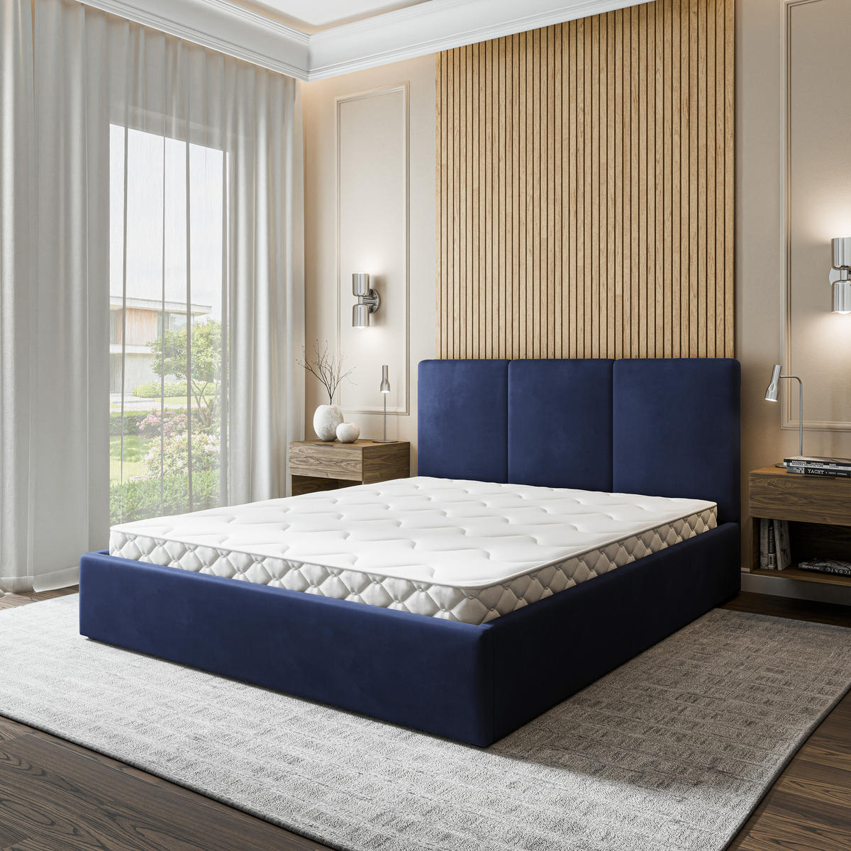 ČALOUNĚNÁ Postel AZURI 160x200 cm Modrá - modrá, kompozitní dřevo/textil (160/200cm) - MASSENO