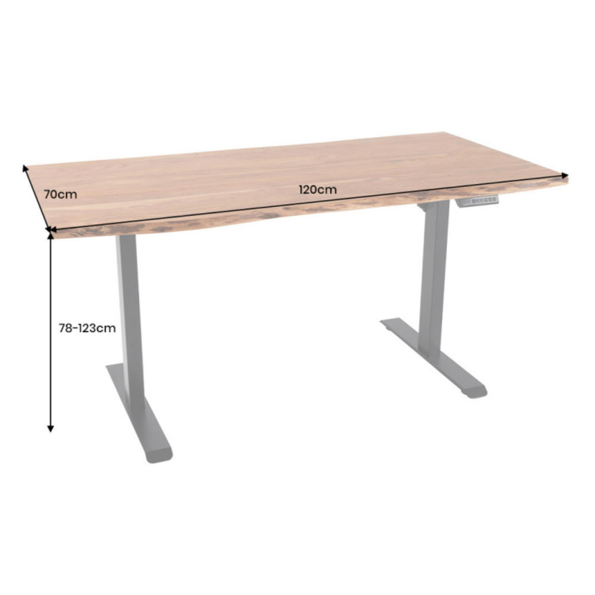 SCHREIBTISCH MAMMUT Akazie Natur 120cm - Schwarz/Braun, Holz/Metall (70/120/78cm) - riess-ambiente