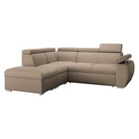 ECKSOFA Boston 2RR1P, Seite: Links PUFAP+R+1P(65)+2R - Hellbraun/Silberfarben, Holz/Textil (260/230cm) - MIRJAN24