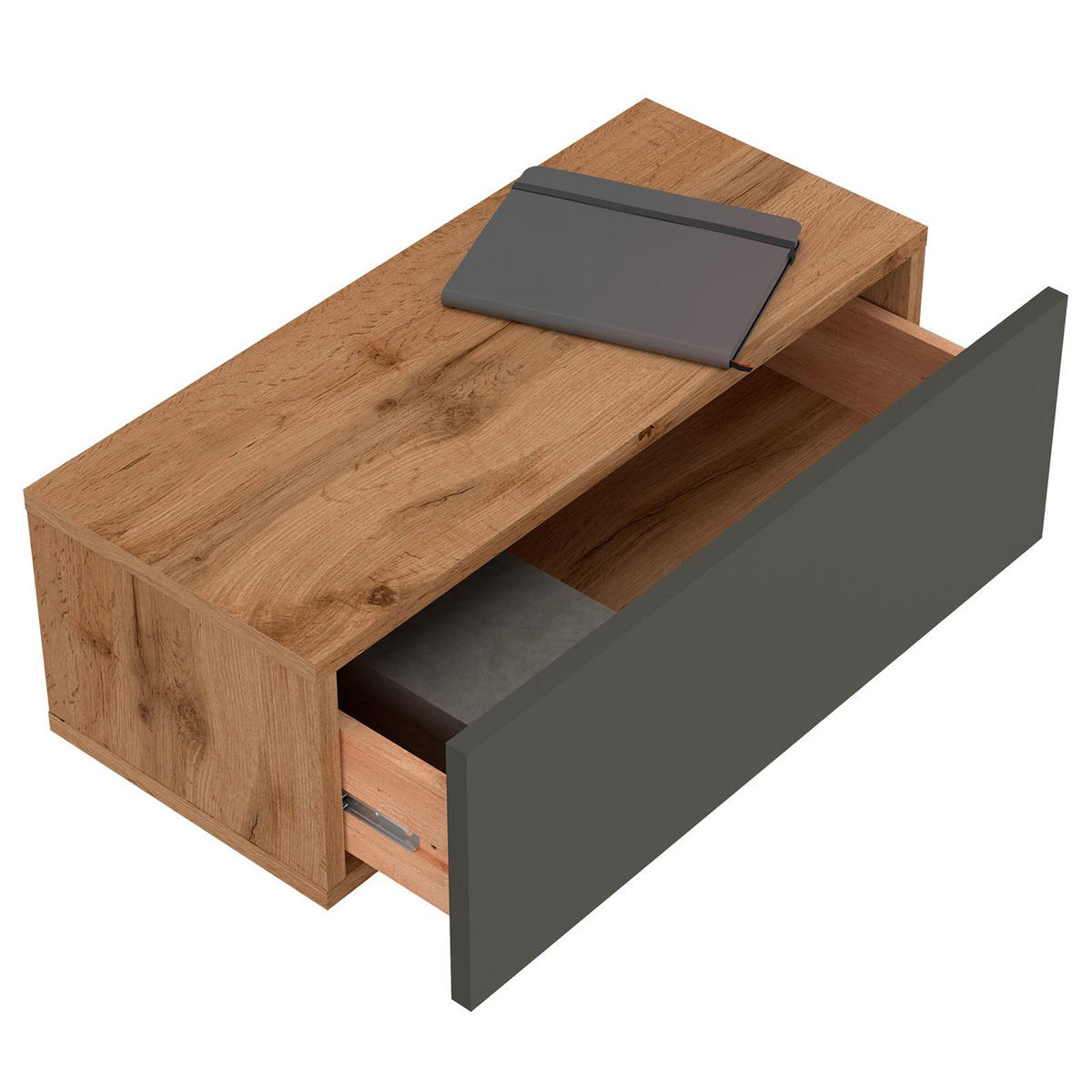 HÄNGENDER NACHTTISCH NANI - Eiche Wotan/Grau, Holzwerkstoff (60/21/27cm) - IDIMEX