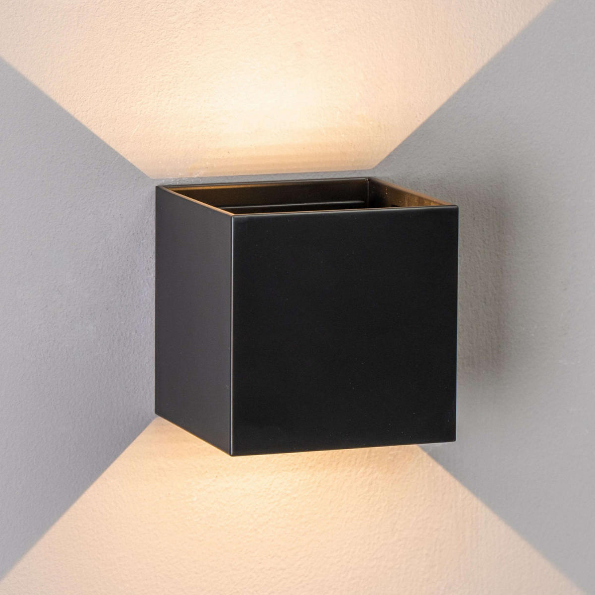 WANDLEUCHTE Cubic, Schwarz, 10cm, Dimmbar - Schwarz, Metall (10/10/10cm) - KOSILUM