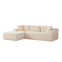 ECKSOFA 4-Sitzer Chenille Stoff Ivory Chaiselongue Funktion - Ecru, Textil (174/272cm) - Korfee