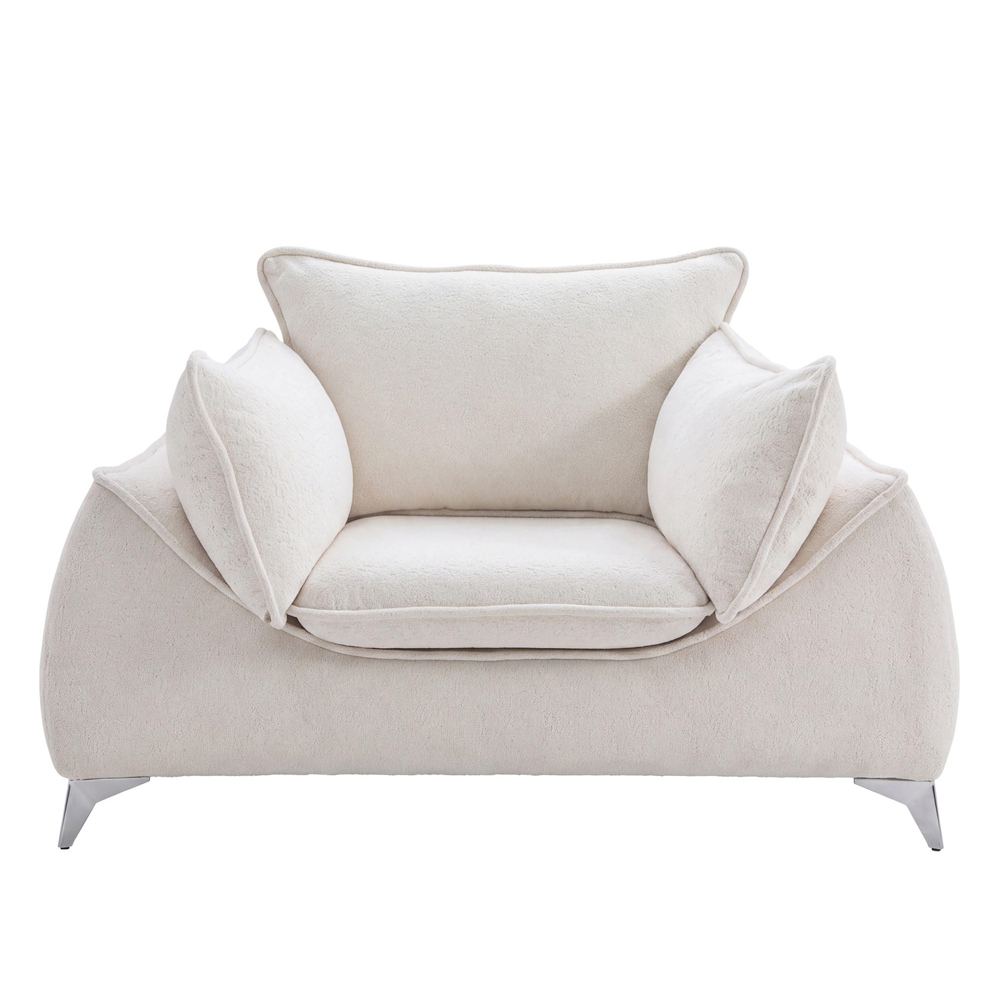 SESSEL MELANI Velours Creme - Chromfarben/Creme, Holz/Textil (140/90/85cm) - Muffo