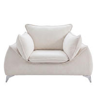 SESSEL MELANI Velours Creme - Chromfarben/Creme, Holz/Textil (140/90/85cm) - Muffo