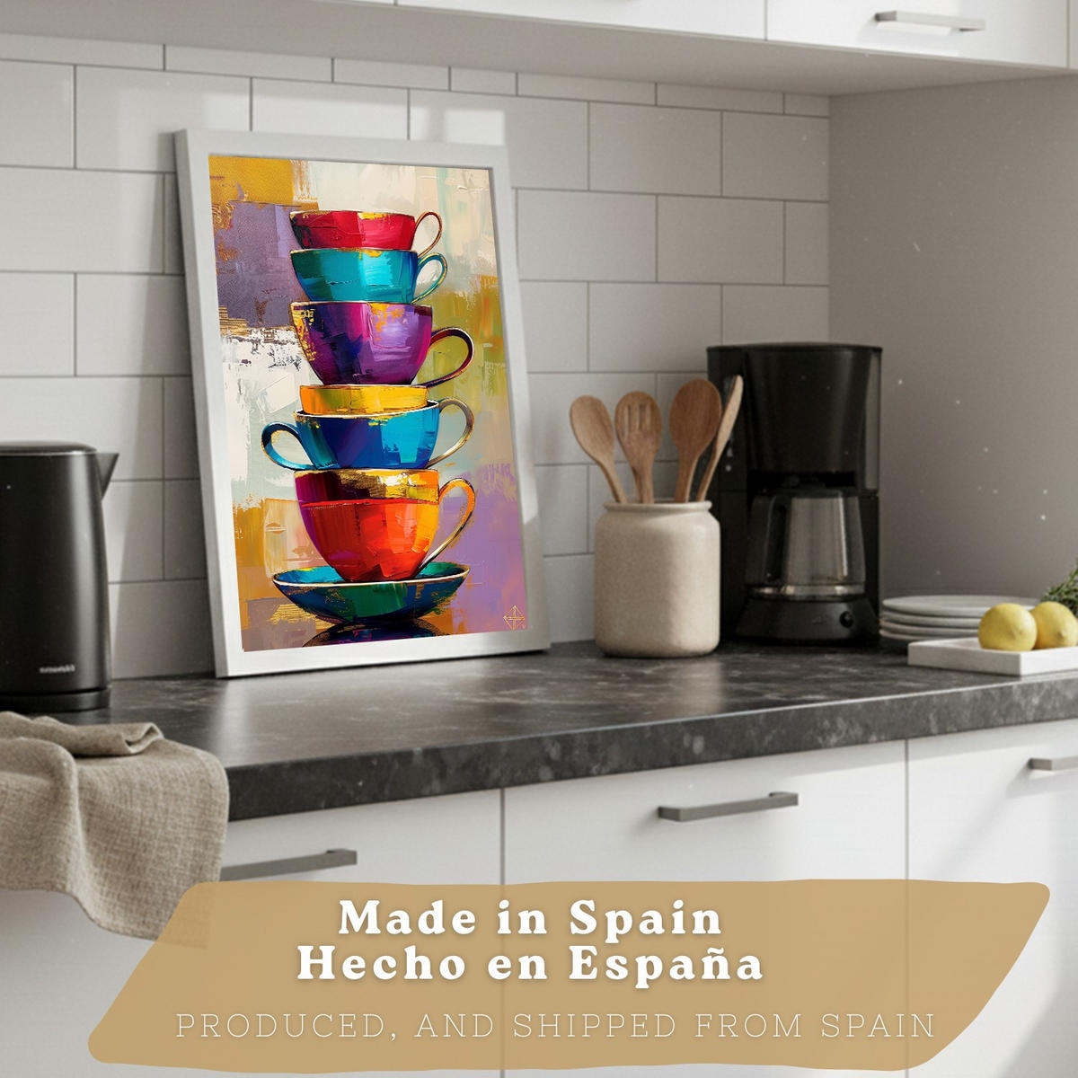 PLAKAT Sada 2 Cafe Pop Art A3 Bílý rám - bílá, papír (29.7/1/42cm) - Nacnic