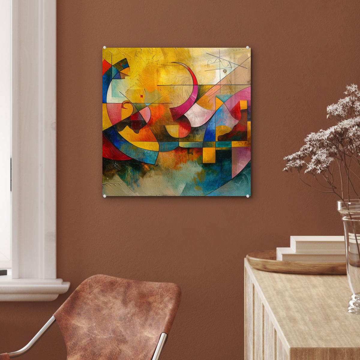 ACRYLGLASBILD Kunst - Abstrakt - Modern 50x50 cm - Gelb, Glas (50/50cm) - MuchoWow