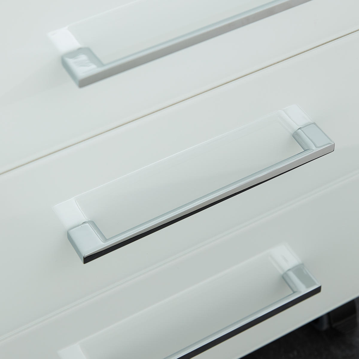 SCHREIBTISCH-SET MUENCHEN 160x80 cm Weiß | Glasplatte & Container - Weiß, Glas/Metall (80/160/75cm) - KADIMA DESIGN