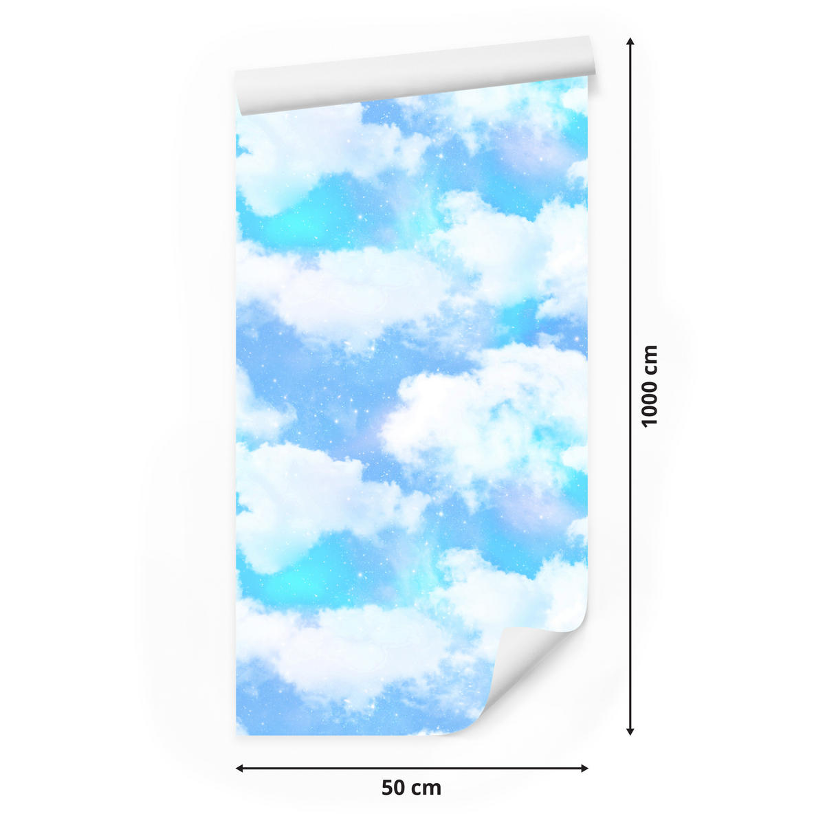 VLIESTAPETE Wolkenhimmel – Blau, Weiß – 50x1000 cm - Blau/Weiß, Papier (50/1000cm) - Muralo