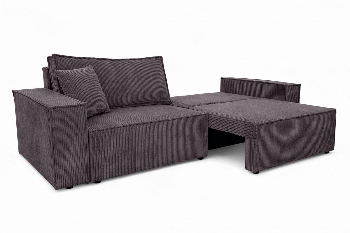 SOFA Mit Schlaffunktion Und Bettkasten, Cordstoff Poso, Dunkelgrau, BEST SCORNER - Dunkelgrau, Holz (245/83/90cm) - Kaiser Möbel