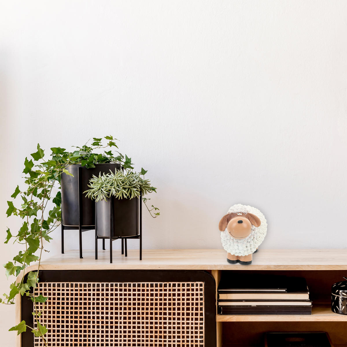 SCHAF-GARTENFIGUR - Weiß, Kunststoff (20/15.5/11cm) - Relaxdays