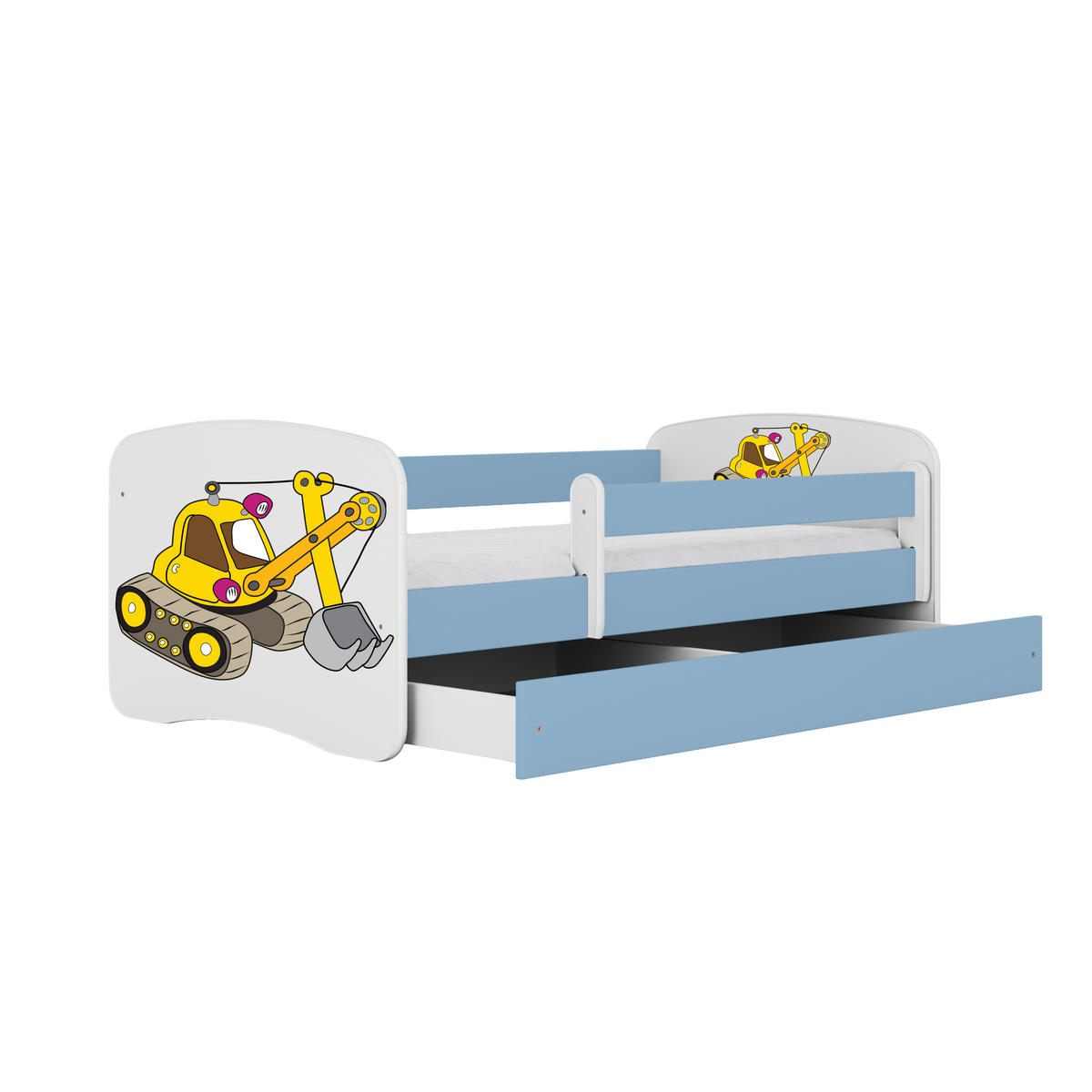 KINDERBETT Bagger mit Schublade 140/70 80/61/144 - Blau, Holzwerkstoff (70/140cm) - RAUMHIRSCH FURNITURE