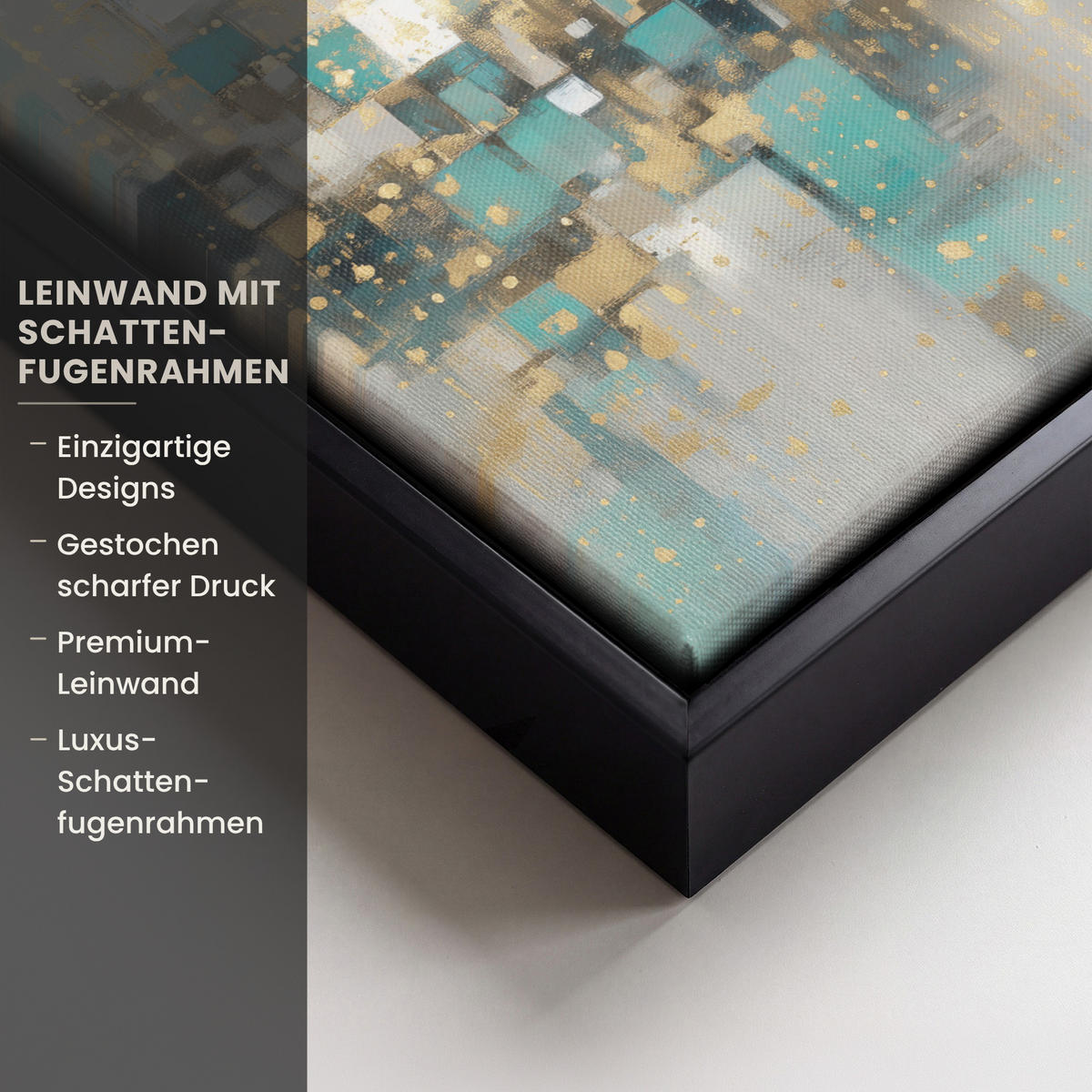LEINWAND Bilder mit Rahmen - Abstrakt - Blöcke - Gold - Skyline - 30x20 - Beige, Textil (30/20cm) - MuchoWow