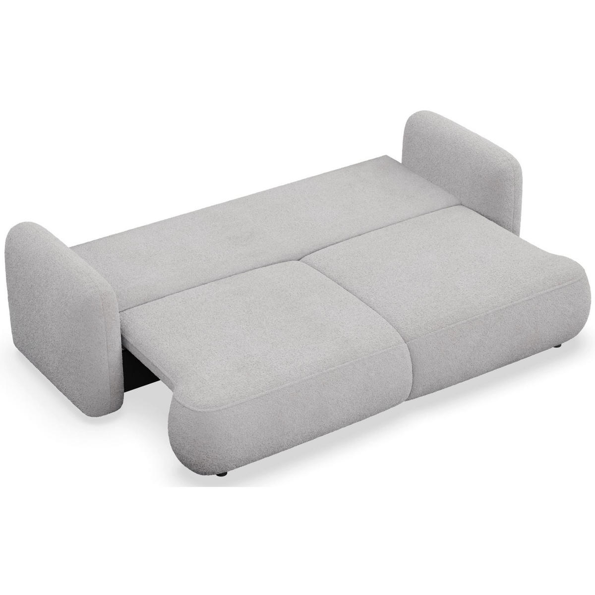 3-SITZER SCHLAFSOFA Tvoya Hellgrau Bouclé - Hellgrau/Schwarz, Kunststoff/Textil (253/82/110cm) - Selsey
