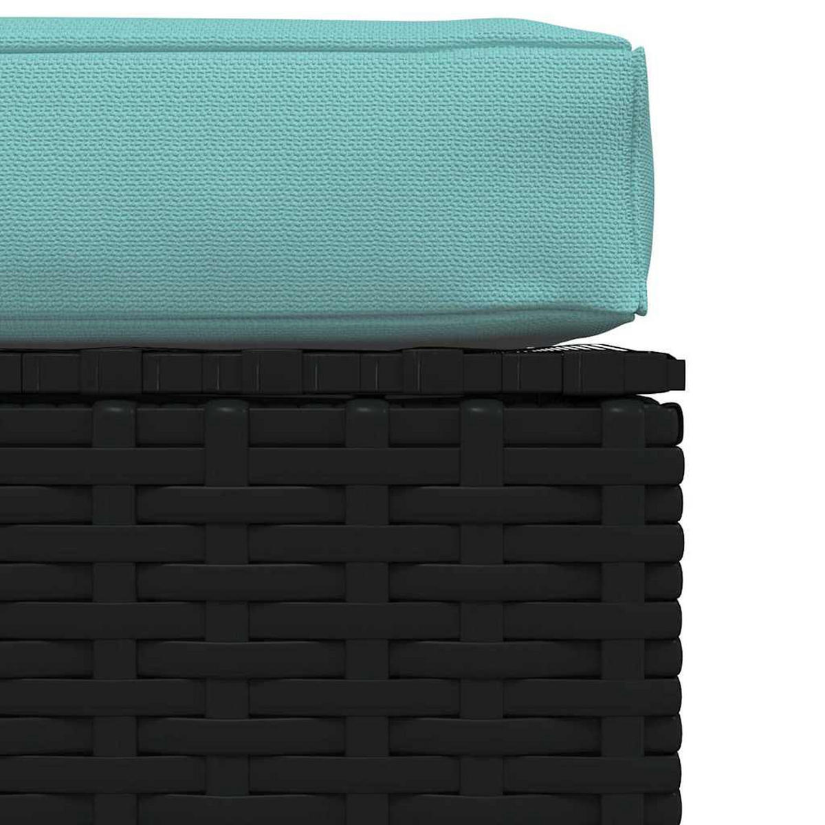 GARTEN-FUSSHOCKER Mit Kissen Schwarz 70/70/30 Cm Poly Rattan - Schwarz, Kunststoff (70/30/70cm) - vidaXL